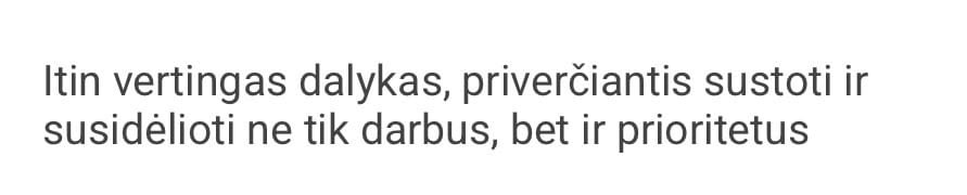 dalyvės atsiliepimas apie Planavimo praktiką