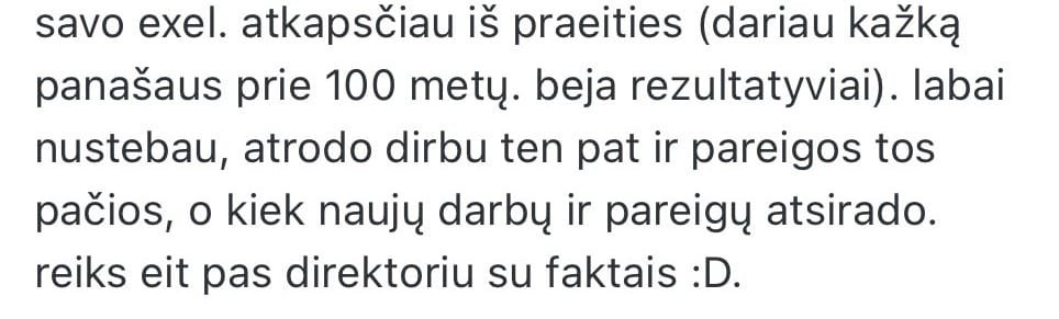 dalyvės atsiliepimas apie Planavimo praktiką
